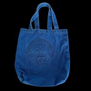 Vintage Denim Claddagh Tote Bag Blue Cotton Made in USA Friendship Love